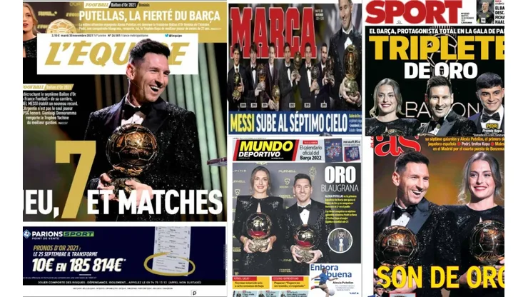Las portadas de los medios tras el séptimo Balón de Oro de Lionel Messi.