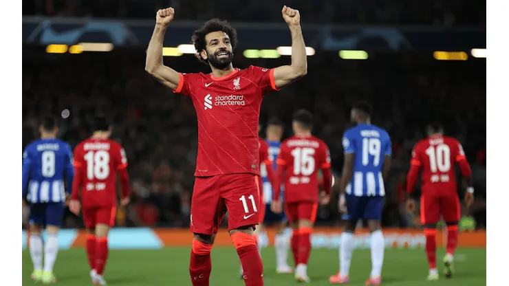 Festejo de gol de Liverpool.