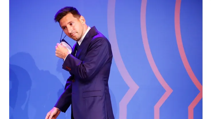 Lionel Messi en su despedida de Barcelona.
