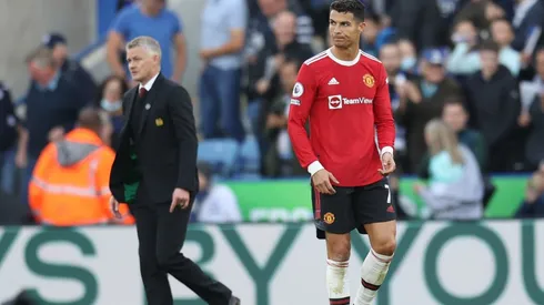 Ole Gunnar Solskjaer y Cristiano Ronaldo en un encuentro de Manchester United.