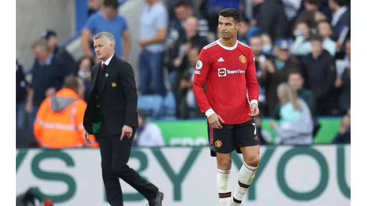 Ole Gunnar Solskjaer y Cristiano Ronaldo en un encuentro de Manchester United.