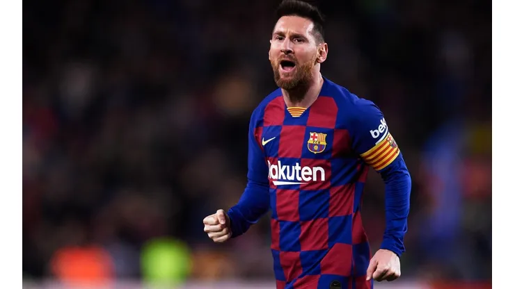 Messi festejando de blaugrana.