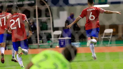 Festejo de gol de Costa Rica ante Honduras.