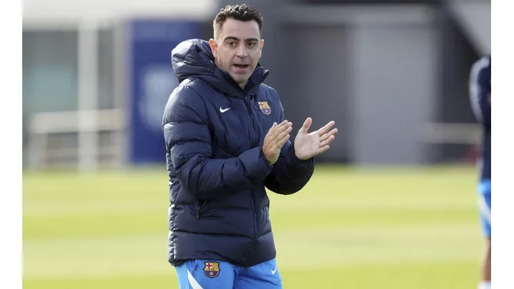Xavi Hernández en un entrenamiento del Barcelona.