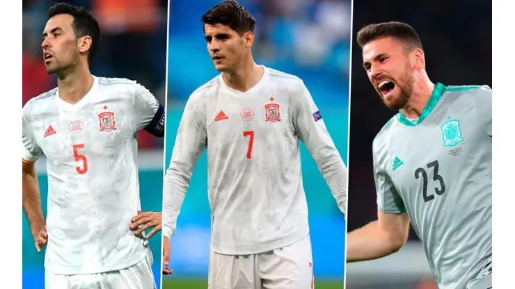 Sergio Busquets, Álvaro Morata y Unai Simón.