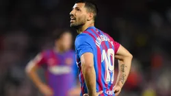 Sergio Agüero en un encuentro con Barcelona.