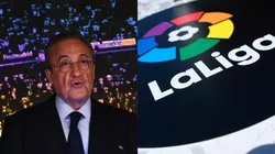 Florentino Pérez y el logo de LaLiga.