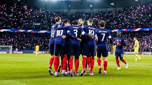 Festejo de gol de Francia.