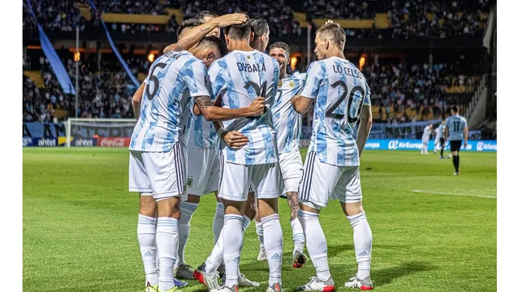 Festejo de gol de Argentina.
