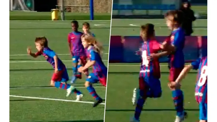 Un pequeño de La Masía hizo una gran jugada, digna del mejor Messi, y ganó el partido.