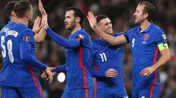 Festejo de gol de Inglaterra.