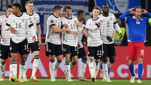 Festejo de gol de Alemania.