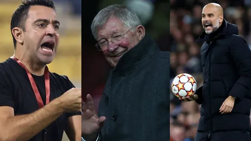 Xavi Hernández, Sir Alex Ferguson y Pep Guardiola.