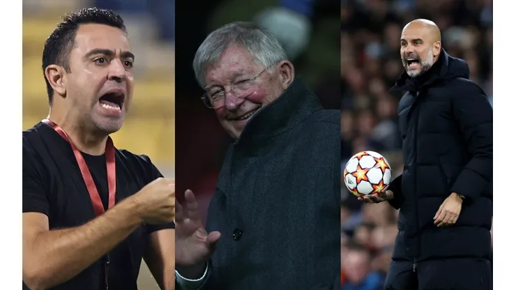 Xavi Hernández, Sir Alex Ferguson y Pep Guardiola.