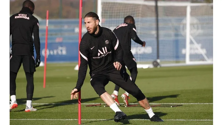 Ramos en entrenamiento de PSG.