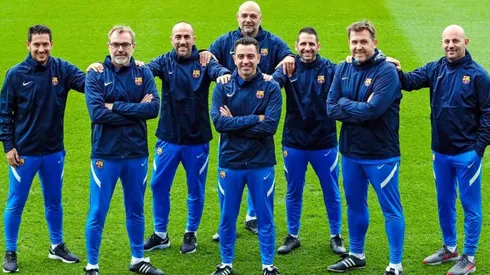 El cuerpo técnico de Xavi Hernández.