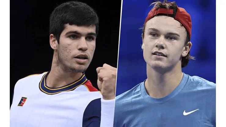 Carlos Alcaraz vs. Holger Rune por el Next Gen ATP Finals. (Fotos: Getty Images).