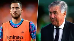 Eden Hazard y Carlo Ancelotti.