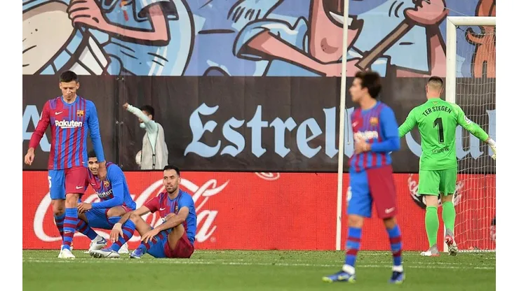 Barcelona en el gol del 3-3 de Celta.
