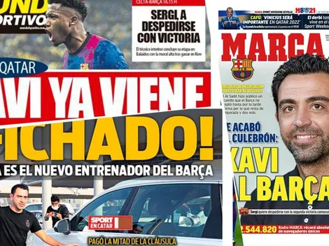 Las portadas de los diarios deportivos en España tienen un solo protagonista: Xavi