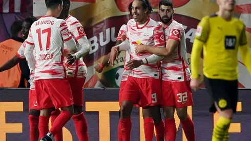 Festejo de gol de Leipzig.