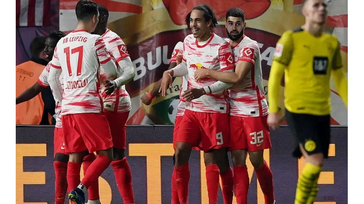 Festejo de gol de Leipzig.