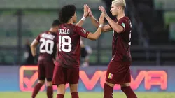 Festejo de gol de Venezuela.