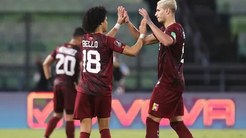 Festejo de gol de Venezuela.