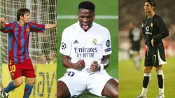 Lionel Messi, Vinicíus y Cristiano Ronaldo en sus primeros partidos de la Champions League.