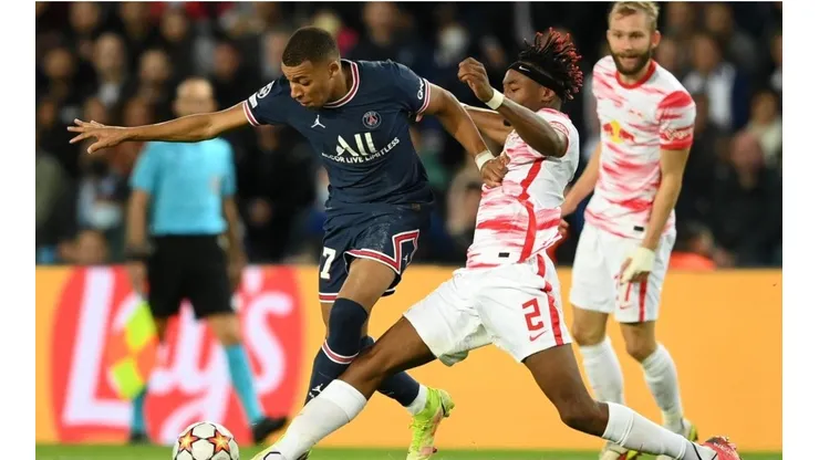 Kylian Mbappé, en el último partido entre PSG y RB Leipzig por Champions League.