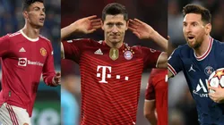 Cristiano Ronaldo, Robert Lewandowski y Lionel Messi en la Champions League.
