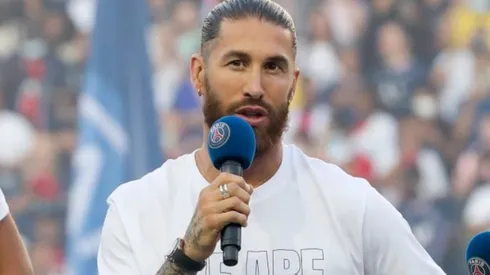 Sergio Ramos en su presentación con PSG.