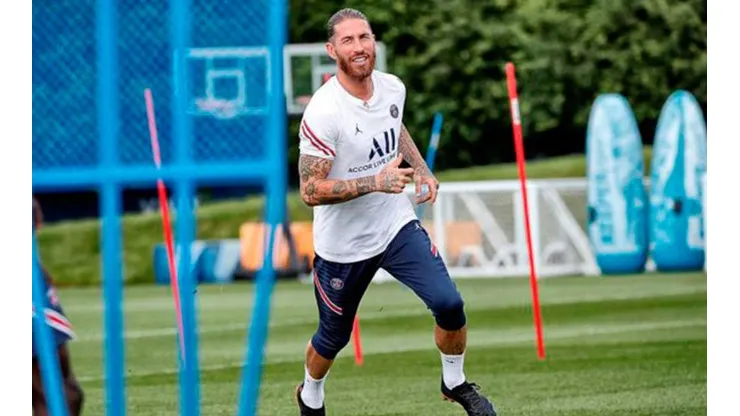 Ramos en entrenamiento con PSG.