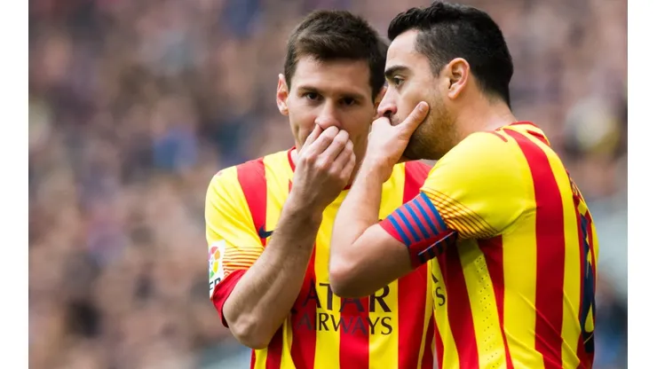 Lionel Messi y Xavi Hernández en un encuentro con Barcelona.