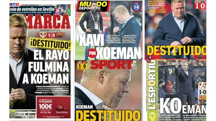 Portadas de los medios españoles tras el despido de Ronald Koeman de Barcelona.