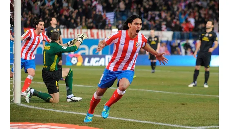 Falcao en festejo ante Barcelona.