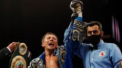 Golovkin celebra su victoria ante Szeremeta