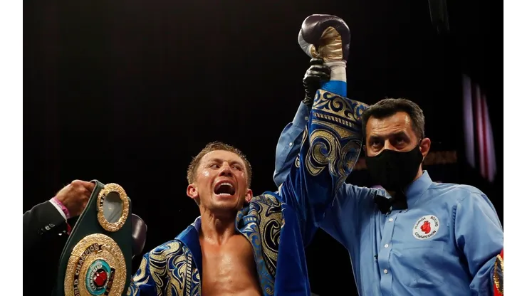 Golovkin celebra su victoria ante Szeremeta