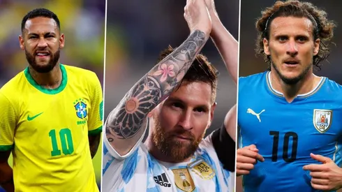 Neymar, Lionel Messi y Diego Forlán.