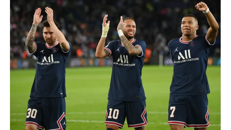 Lionel Messi, Neymar y Kylian Mbappé, jugadores del PSG.