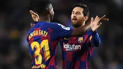 Ansu Fati y Lionel Messi en un encuentro con Barcelona.