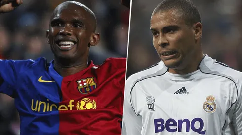 Samuel Eto'o y Ronaldo Nazario, dos de los muchos jugadores que vistieron las camisetas de Barcelona y Real Madrid (Foto: Getty Images).