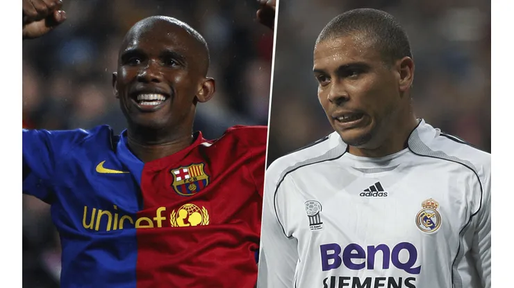Samuel Eto'o y Ronaldo Nazario, dos de los muchos jugadores que vistieron las camisetas de Barcelona y Real Madrid (Foto: Getty Images).