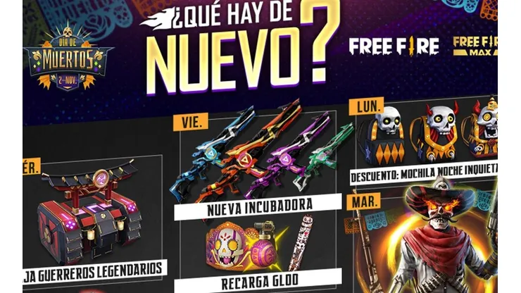 La nueva Agenda Semanal de Free Fire revela el evento de Día de los Muertos