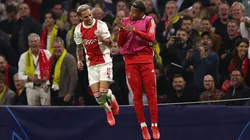 Antony y David Neres celebrando el tercer gol de Ajax.