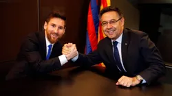 Lionel Messi y Josep Maria Bartomeu en sus tiempos en Barcelona.