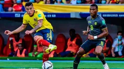 Acción de juego entre Colombia y Ecuador.