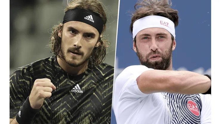 Stefanos Tsitsipas vs. Nikoloz Basilashvili por el Masters 1000 de Indian Wells (Foto: Getty Images).