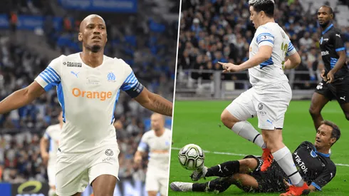 Didier Drogba y Samir Nasri en el partido a beneficio de Olympique de Marsella.