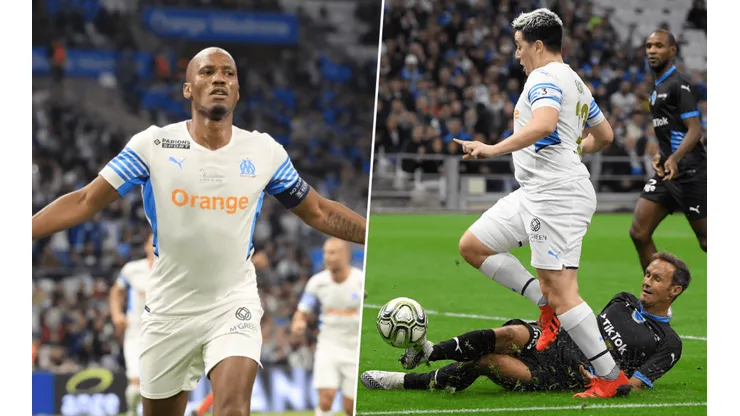 Didier Drogba y Samir Nasri en el partido a beneficio de Olympique de Marsella.